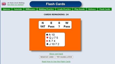 Bridge Bidding Flash Cards